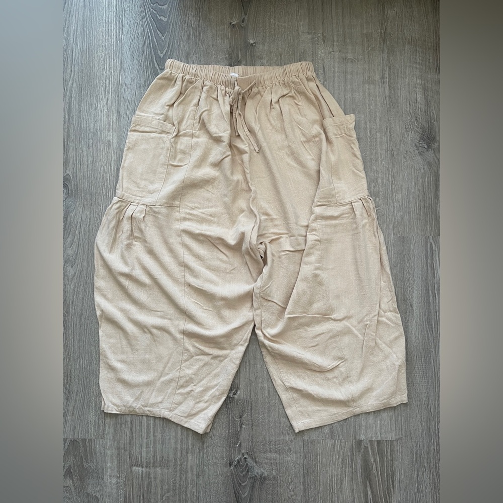 Women’s Beige Drawstring Cargo Pants Size L